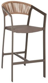 BAR STOOL ALUMINUM WITH ARMS CHAMPAGNE-COLORED TEXTLINE PE RATTAN 56x58x105Hcm.