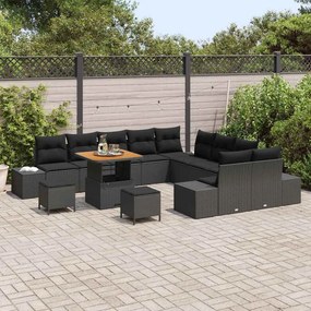 vidaXL Σετ Καναπέ Κήπου με μαξιλάρι 13 pcs Μαύρο Πολυ ράταν