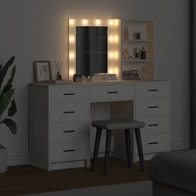 vidaXL Τραπέζι περιποίησης με συρτάρι 3 pcs Λευκό Επεξεργασμένο ξύλο