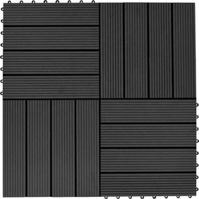 vidaXL Πλάκα Κατασκευής 22 pcs Μαύρο 30 x 30 cm WPC