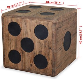 vidaXL Κουτί Αποθήκευσης Σχέδιο Ζάρι 40 x 40 x 40 εκ. από Ξύλο Mindi