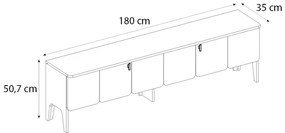 Έπιπλο τηλεόρασης Pedro Megapap χρώμα ανθρακί - rota oak 180x35x50,7εκ.