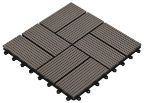 Πλακάκια Deck 22 τεμ. Σκούρο Καφέ 30 x 30 εκ. 2 μ² από WPC - Καφέ