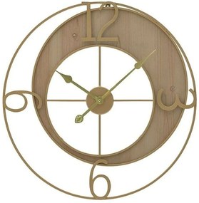 Ρολόι Τοίχου 3-20-098-0299 Φ60x5cm Natural-Gold Inart Μέταλλο,Ξύλο