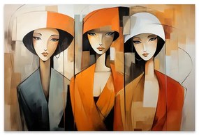 Πίνακας σε καμβά "Women in Orange" Megapap ψηφιακής εκτύπωσης 100x70x3εκ.-GP033-0146