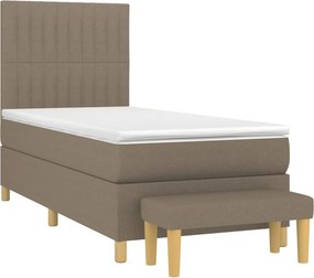 vidaXL Κρεβάτι Boxspring με Στρώμα Taupe 90x200 εκ. Υφασμάτινο