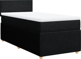 vidaXL Κρεβάτι Boxspring με Στρώμα Μαύρο 90x200 εκ. Υφασμάτινο