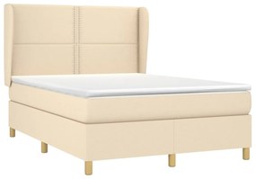 Κρεβάτι Boxspring με Στρώμα Κρεμ 140x200 εκ. Υφασμάτινο - Κρεμ