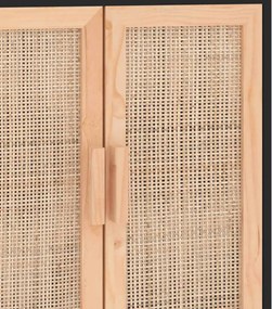 vidaXL Ντουλάπι Μαύρο 60 x 30 x 70 εκ. από Μασίφ Πεύκο &amp; Φυσικό Ρατάν