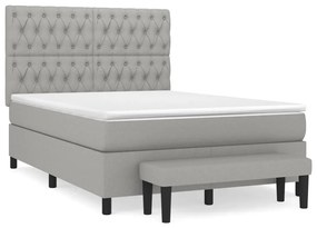 vidaXL Κρεβάτι Boxspring με Στρώμα Ανοιχτό Γκρι 140x190 εκ. Υφασμάτινο