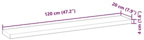 Ράφι Κρεμαστό 120x20x4 εκ. Ακατέργαστο Μασίφ Ξύλο Ακακίας - Καφέ
