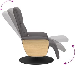 vidaXL Πολυθρόνα Μασάζ Ανακλινόμενη με Υποπόδιο Γκρι από Συνθ. Δέρμα