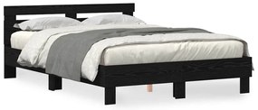 vidaXL Σκελετός Κρεβατιού Μαύρη δρυς 140 x 200 cm Επεξεργασμένο ξύλο