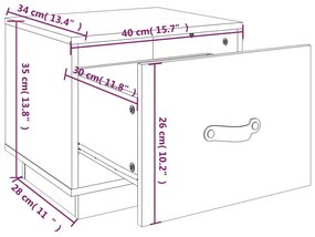 Κομοδίνα 2 τεμ. Λευκά 40 x 34 x 35 εκ. από Μασίφ Ξύλο Πεύκου - Λευκό