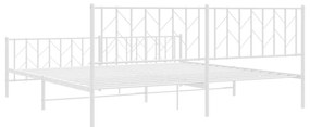 Πλαίσιο Κρεβατιού με Κεφαλάρι/Ποδαρικό Λευκό 200x200εκ. Μέταλλο