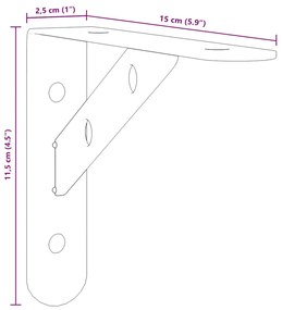 ΣΤΗΡΙΓΜΑΤΑ ΡΑΦΙΩΝ 4 ΤΕΜ. ΑΣΗΜΙ 15X2,5X11,5ΕΚ. ΑΝΟΞΕΙΔΩΤΟ ΑΤΣΑΛΙ 30296