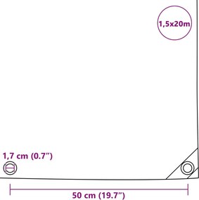 vidaXL Μουσαμάς Μπλε 1,5 x 20 μ. 650 γρ./μ.²