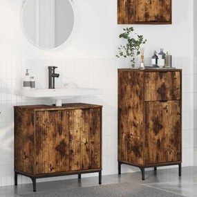 vidaXL Σετ Επίπλων Μπάνιου Καρό 2 pcs Καπνιστή δρυς 39.5 x 36 x 88 εκ