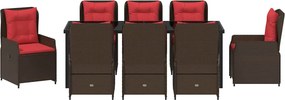vidaXL Σέτ φαγητού για κήπο 9 τμχ. Καφέ Πολυ ράταν