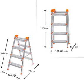 Σκάλα Double Step Perilla μεταλλική 4+4 σκαλοπάτια 93εκ.