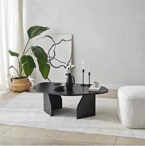 Stewehome Τραπέζι σαλονιού μοντέρνο οβάλ Μαύρο 70x70x35 cm