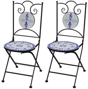 Καρέκλες Bistro Πτυσσόμενες 2 τεμ. Μπλε / Λευκό Κεραμικές