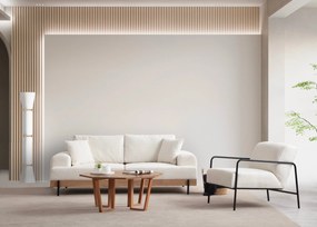 Τριθέσιος Καναπές Λευκό ETI OAK 220x98x78