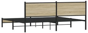 vidaXL Σκελετός Κρεβ. Χωρίς Στρώμα Sonoma Δρυς 193x203 εκ. Μεταλλικό
