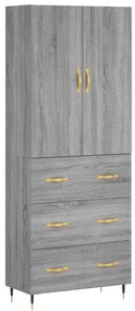 vidaXL Ντουλάπι Γκρι Sonoma 69,5 x 34 x 180 εκ. Επεξεργασμένο Ξύλο