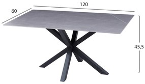 ΤΡΑΠΕΖΙ ΣΑΛΟΝΙΟΥ HM9470.05 GREY MARBLE-ΜΑΥΡΗ ΜΕΤΑΛ.ΒΑΣΗ 120x60x45,5Yεκ.