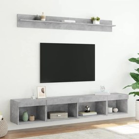 vidaXL Έπιπλα Τοίχου Τηλεόρασης 5 τεμ. LED Γκρι Σκυρ. από Επεξ. Ξύλο
