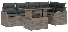 vidaXL Σετ Καναπέ Κήπου 6 pcs Γκρι 100 x 55 x 73 εκ Πολυ ράταν