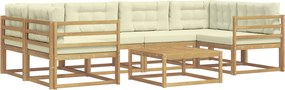 vidaXL Σειρά Καναπέ Εξωτερικού με μαξιλάρι 5 pcs Λευκό και Κρεμ