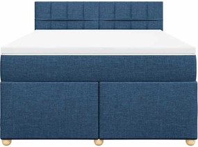 vidaXL Κρεβάτι Boxspring με Στρώμα Μπλε 140x190 εκ. Υφασμάτινο