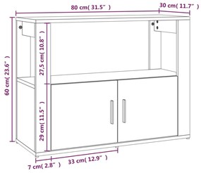 Ντουλάπι Sonoma Δρυς 80x30x60 εκ. από Επεξεργασμένο Ξύλο - Καφέ