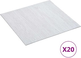 vidaXL Αυτοκόλλητα Πλάκες Δαπέδου Λευκό 30,5 x 30,5 εκ 20 τεμ. PVC