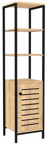 Ραφιέρα Μπάνιου Gala 835PUQ3919 37x34x161,8cm Oak-Black Μοριοσανίδα, Μελαμίνη