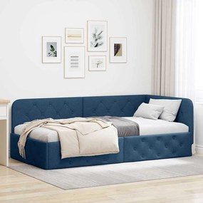 vidaXL Κρεβάτι Γωνίας Μπλε 90 x 190 cm ύφασμα