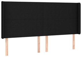 vidaXL Κρεβάτι Boxspring με Στρώμα &amp; LED Μαύρο 160x200 εκ. Υφασμάτινο