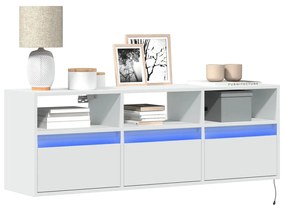 Έπιπλο Τοίχου Τηλεόρασης με LED Λευκό 130x31x45 εκ.