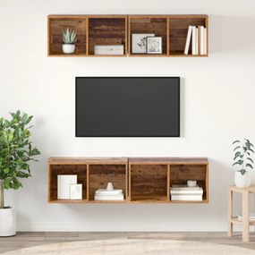 vidaXL Τηλεοπτική Κάβα Τοίχου 4 pcs Παλιό ξύλο 37 x 37 x 72 εκ