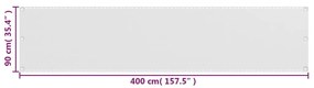 vidaXL Διαχωριστικό Βεράντας Λευκό 90 x 400 εκ. από HDPE