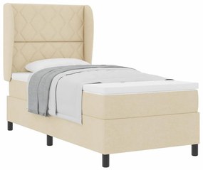 vidaXL Κρεβάτι με ελατήρια με στρώμα Κρεμ 90 x 200 cm ύφασμα