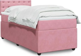 vidaXL Κρεβάτι Boxspring με Στρώμα Ροζ 80 x 200 εκ. Βελούδινο