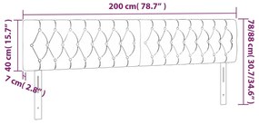 vidaXL Κεφαλάρι Κρεβατιού LED Ροζ 200x7x78/88 εκ. Βελούδινο