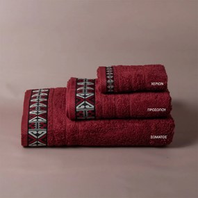 Πετσέτα Σώματος (70x140) White Fabric Perrin Bordeaux White 500gsm