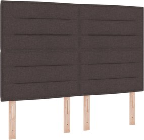 vidaXL Κρεβάτι box spring με στρώμα Σκούρο Καφέ 140 x 200 cm Ύφασμα