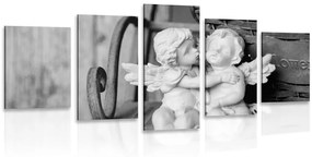 Εικόνες αγγέλων σε 5 μέρη σε παγκάκι σε ασπρόμαυρο - 100x50