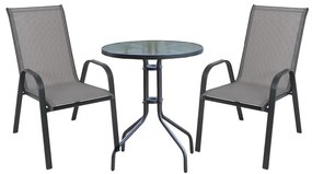 RIO Set Κήπου - Βεράντας: Τραπέζι   2 Πολυθρόνες Μέταλλο Βαφή Ανθρακί, Textilene Γκρι  Table:Φ60x70 Armchair:55x74x91 [-Ανθρακί/Γκρι-] [-Μέταλλο/Textilene-] Ε270,50S