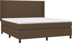 vidaXL Κρεβάτι Boxspring με Στρώμα Σκούρο Καφέ 160x200 εκ Υφασμάτινο